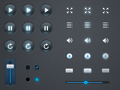 Video Player buttons buttons glossy player ui video