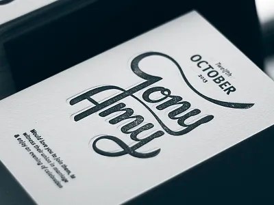 Tony & Amy, Off the Press adana black blue invitation invite letter press pressing printing wedding white