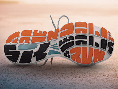 Lawndale 5K Illustration - Take 3 photorealistic race run shadow shoe typography