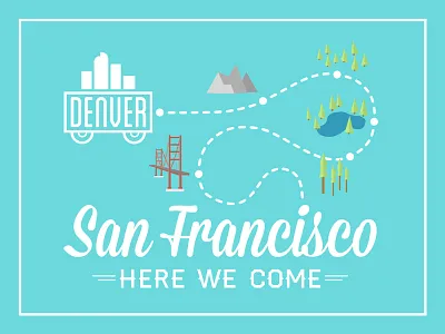 Moving to San Francisco art blue design drawing flat green illustration illustrator photoshop poster san francisco typography