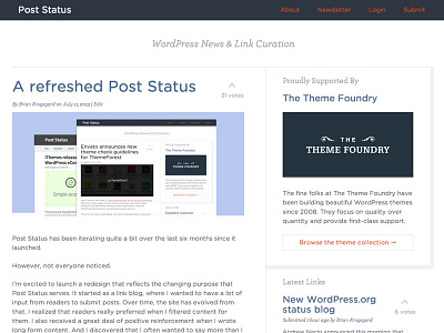 Post Status redesign flat design redesign