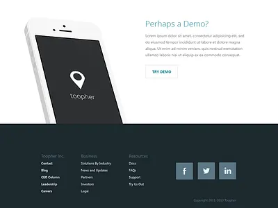 Toopher Mock application flat flat design grid ios layout minimal web web design white space