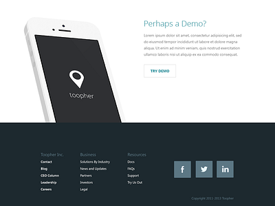 Toopher Mock application flat flat design grid ios layout minimal web web design white space