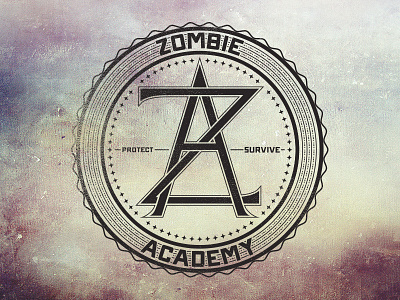 Zombie Academy a academy badge camp monogram retro seal stamp theme undead z zombie