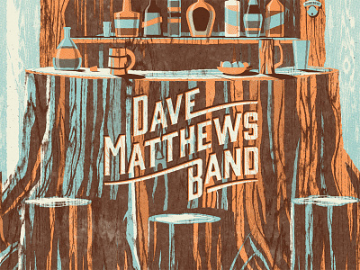 DMB Alpine Valley Poster alcohol bar bottle dan kuhlken dave matthews band dkng nathan goldman tree trunk typography