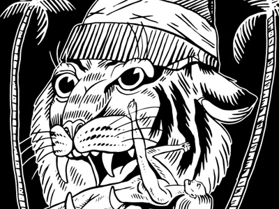 Wounds black and white illustration tiger