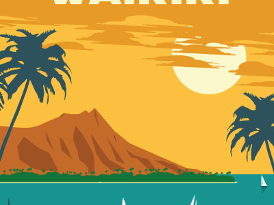 Waikiki Shot art hawaii ideastorm illustration poster retro travel vintage waikiki