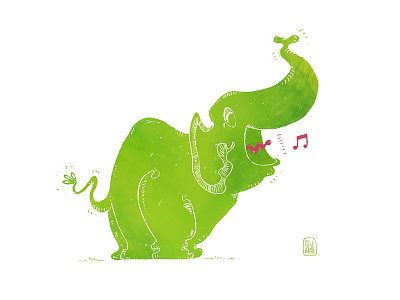 Elephant animal elephant green illustration photoshop singing texture