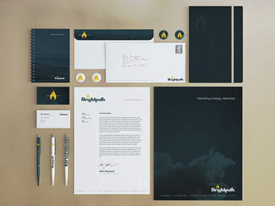 Brightpath brand identity blue brand branding flame ident identity yellow