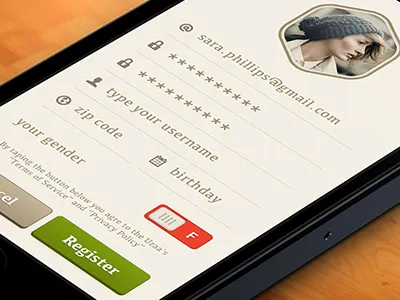 Register Screen apple graphic design ios iphone mobile register ui user interface