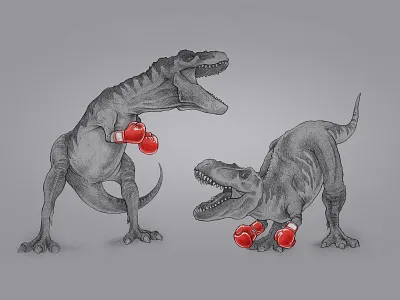 T-Rex Boxing black boxing red t rex white