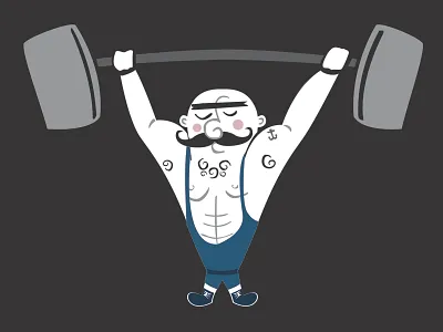 Seymour digital illustration mustache strongman