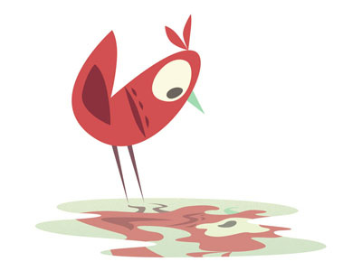 Birds in Places - Puddle bird birdsinplaces illustration