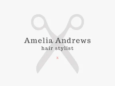 Amelia Andrews clean coral grey icon logo scissors simple