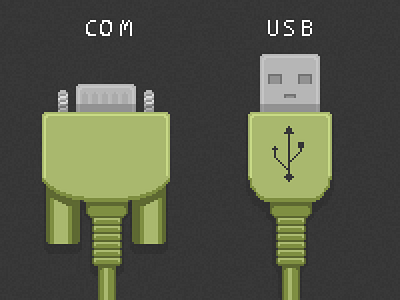 IBM 9 pin COM-port & USB (pixel) 2.0 9 art com fun green pin pixel pixelart port usb