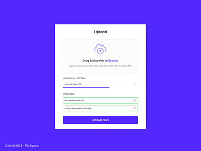 File Upload 031 daily dailyui dailyui031 design file file upload icon illustration minimal purple simple ui upload ux