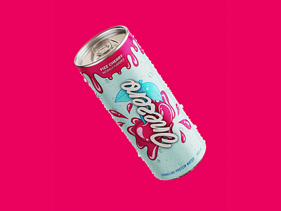 ONEZERO — Sparkling Canned Water (Fizz Cherry) 3d aesthetic aesthetic design beverage branding cherry design designer drink energy freelancedesigner freelancegraphicdesigner fruit graphic design logo packaging packaging design protein red and blue water