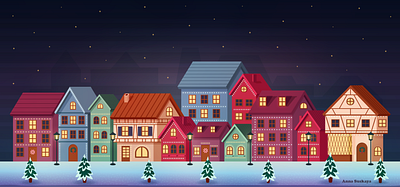 Illustration of a night winter town art banner christmas holidays illustration new year vector illustration web banner web illustration winter xmas