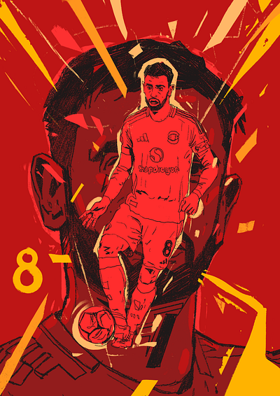 Bruno Fernandes bruno fernandes character football football illustrated illustrated football illustrated soccer illustration illustrations illustrator manchester united people portrait portrait illustration procreate reds soccer soccer illustrated