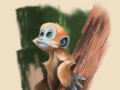 leaf monkey character character design illustration leaf monkey monkey