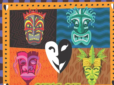 ooga chaka digital illustration masks
