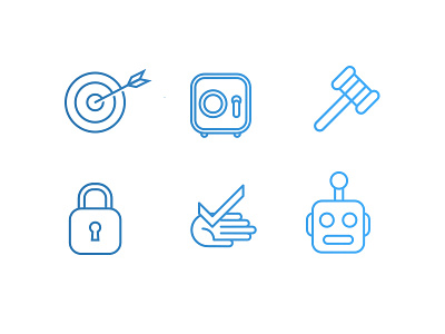 Security/Data Icons accuracy check flat hand icon line line drawing lock robot safe security target