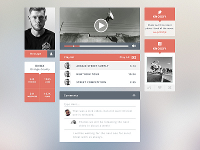 User Interface app chat comment flat skateboard ui user interface ux video video player widget widgets