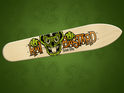 Rat Bastard Old School green illustration old school orange rat retro skateboard wood