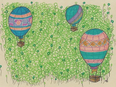 Bunch-o-Balloons hot air balloons illustration marker