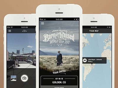 John Mayer Tour App app camera iphone john map mayer nashville ui