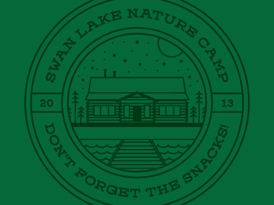Swan Lake Nature Camp cabin camp crest kitsch lake logs moon nature stars teksi trees waves