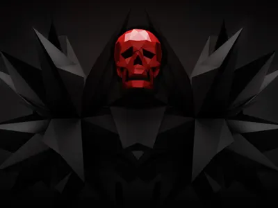 Red Skull Dribbble 3d c4d dark low poly red skull wallpaper