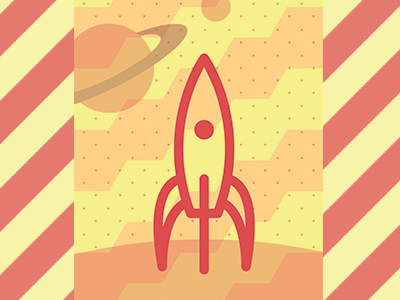 The Unknown design graphic illustration orange planets red rocket space stars style