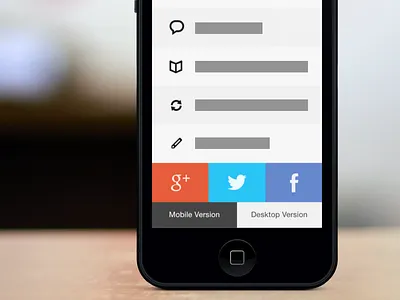 Mobile Web iOS 7 Bottom 7 concept design facebook icon ios mobile mock share social twitter web