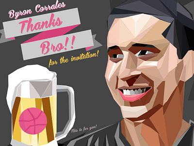 Thanks for the invitation Byron Corrales! beer debut dribbble flat invitation join portrait thanks