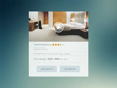 Hotel Widget app data flat hotel minimal photoshop productivity ui user interface video widget