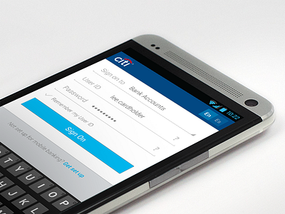 Citibank App Concept (Android) android app bank citi clean htc log in login simple ui