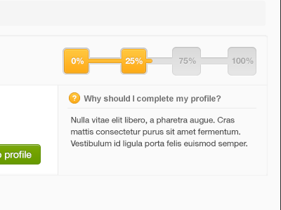 Profile Progress help orange percentage profile progress