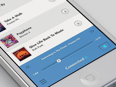 Music Radio App Concept blue concept header ios iphone music nav bar navigation power button radio tab tab bar