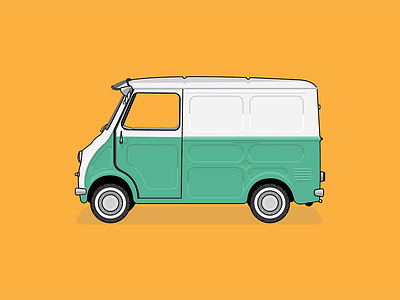 Goggomobil Transporter automobile car illustration little microcar transporter vector