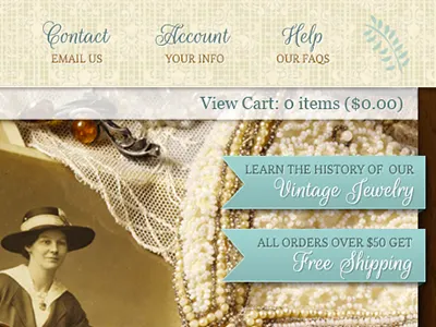 Vintage Header jewelry old time pearls textures vintage