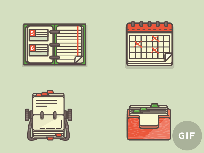 Gettin' organized agenda calendar icon illustration organized planner recipes rolodex