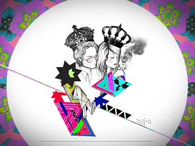 A King & A Queen. Illustration boy crowns deconstruction digital geometric geometry girl hand drawn illustration ink shapes
