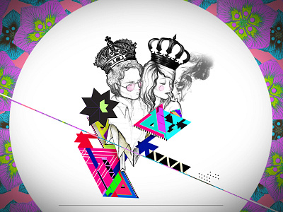 A King & A Queen. Illustration boy crowns deconstruction digital geometric geometry girl hand drawn illustration ink shapes