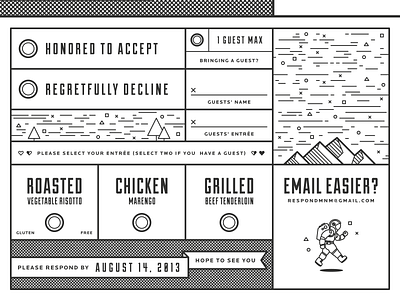 M&M Wedding RSVP abstract duke grid illustration locator minimal mountains rsvp spaceman wedding