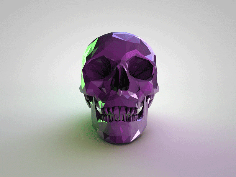 Animated Gif Skull animated gif animation c4d cinema 4d diligence lighting low poly render rendering skull stuart wade