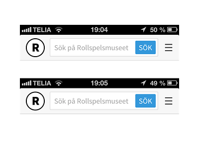 Navigation comparison w/ and w/o shadow comparison mobile navigation rollspelsmuseet shadow