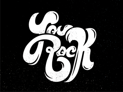 You Rock blackwhite bubbly design grunge lettering letters texture type typography words yourock