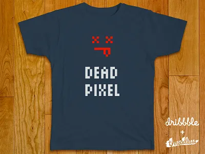 Dead Pixel / Threadlesss dribbble logo pixel font t shirt threadless