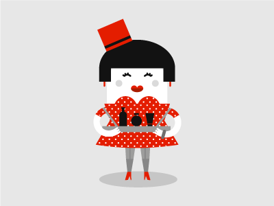 Client Service character client girl grayscale red servant service vector
